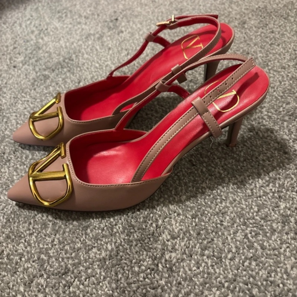 Valentino Garavani Pink and Gold Slingback Heels